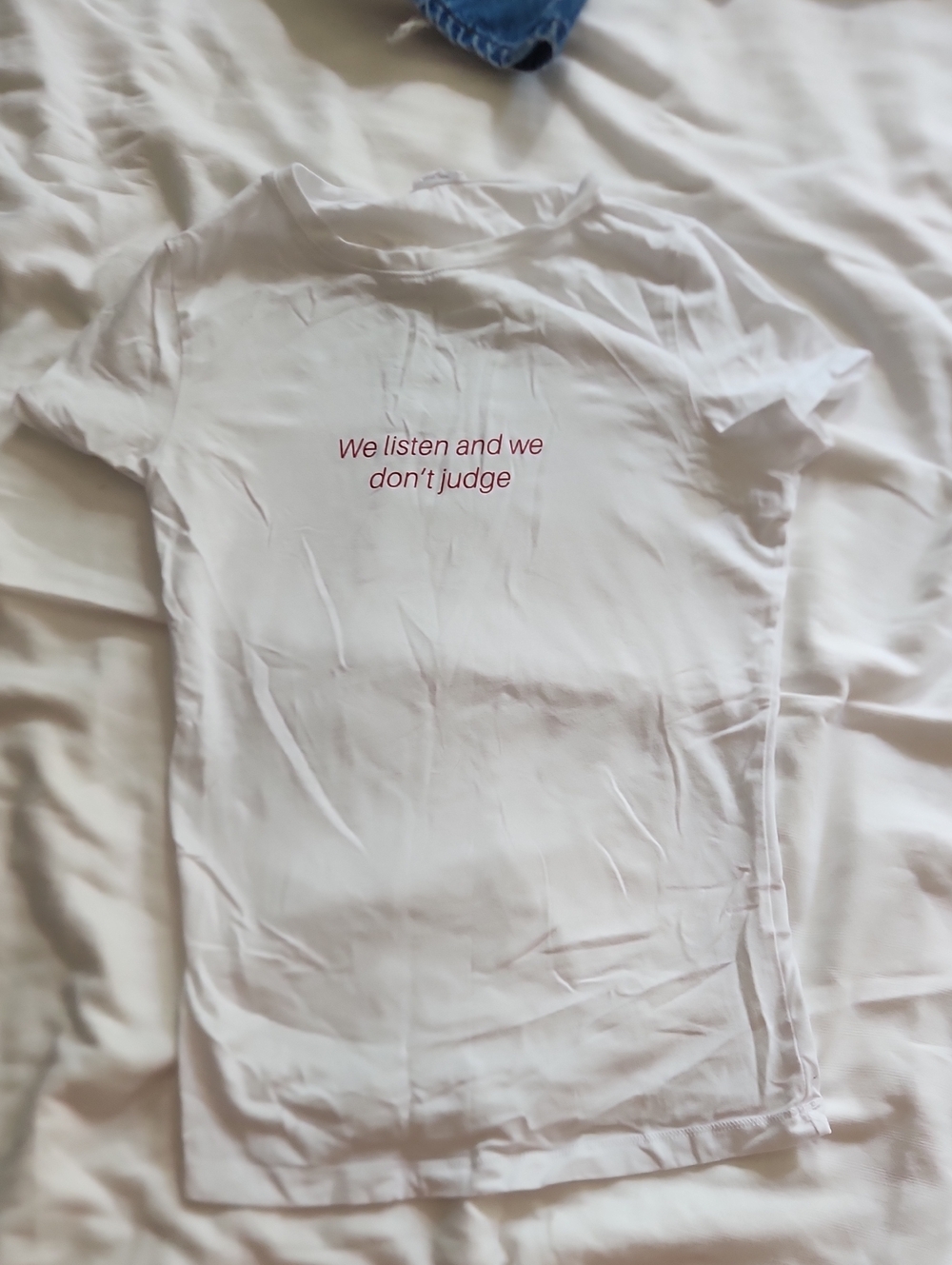 Garage White Short Sleeve Tee with Maroon Script